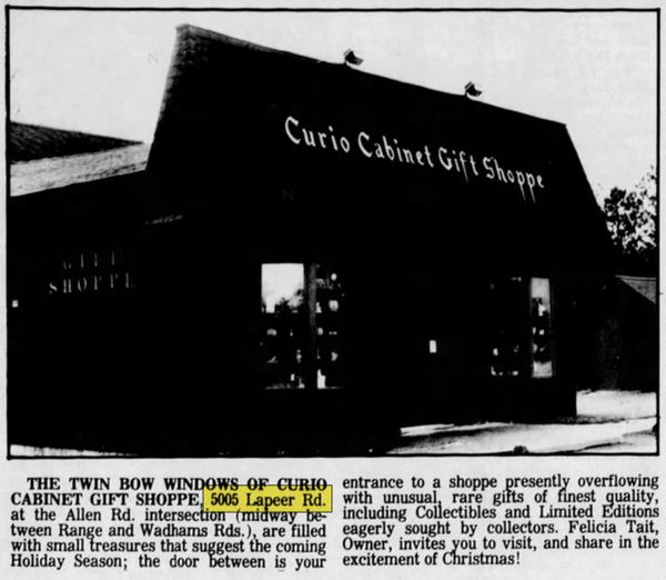 Westgate (Curio Cabinet Gift Shoppe, Westgate Garden Center, Hency Grocery) - Oct 1986 Article (newer photo)